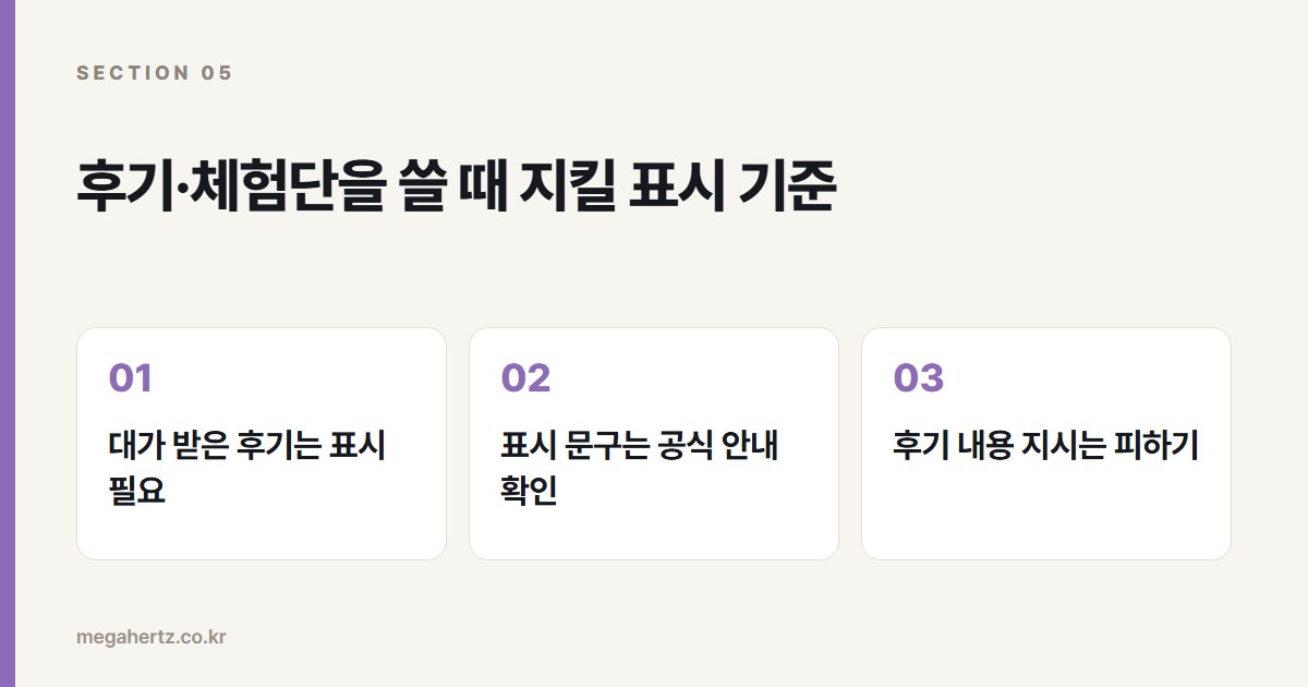후기·체험단을 쓸 때 지킬 표시 기준