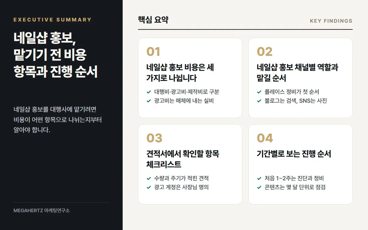 네일샵 홍보, 맡기기 전 비용 항목과 진행 순서 핵심 요약