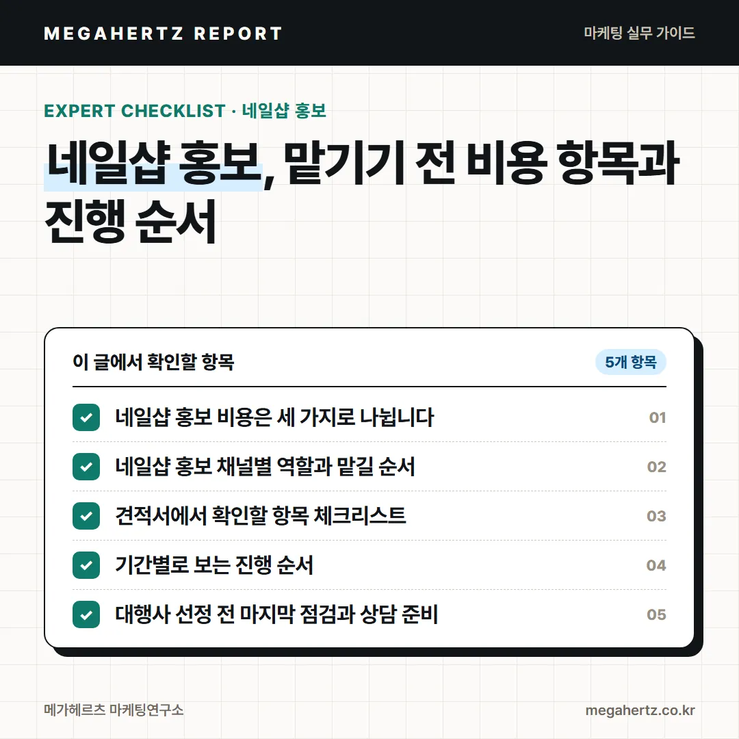 네일샵 홍보, 맡기기 전 비용 항목과 진행 순서