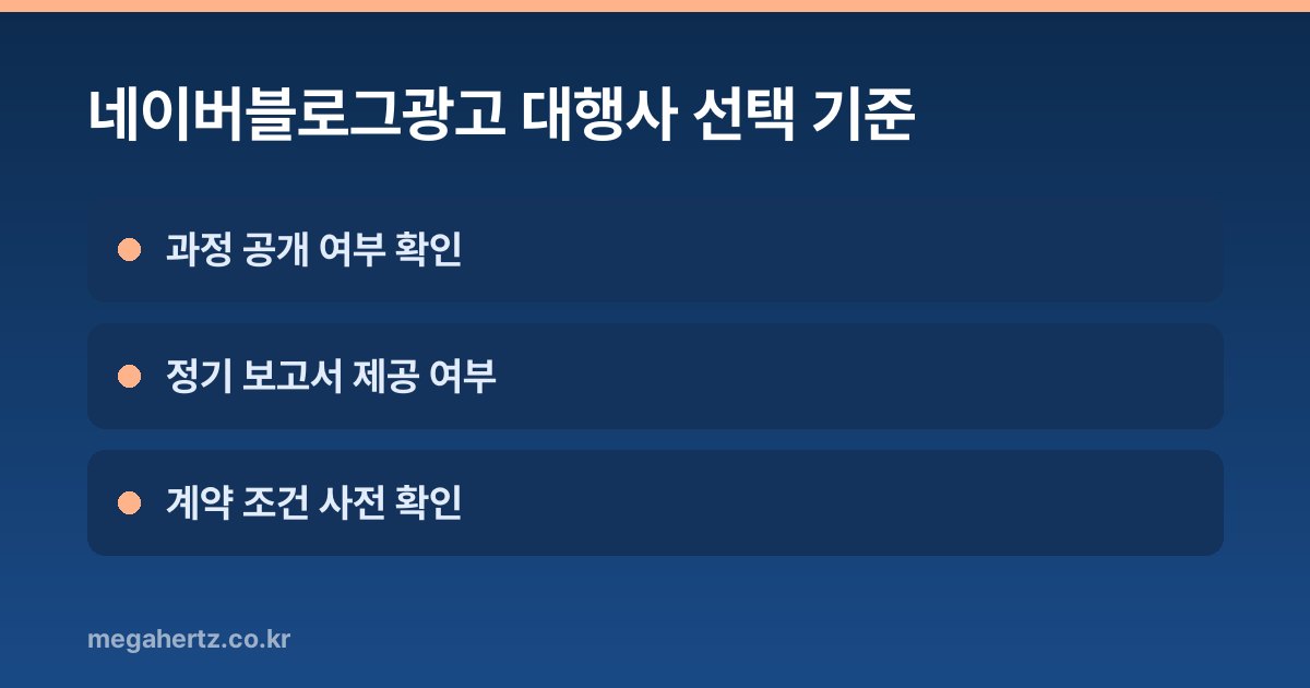 네이버블로그광고 대행사 선택 기준