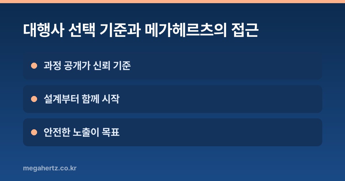 대행사 선택 기준과 메가헤르츠의 접근
