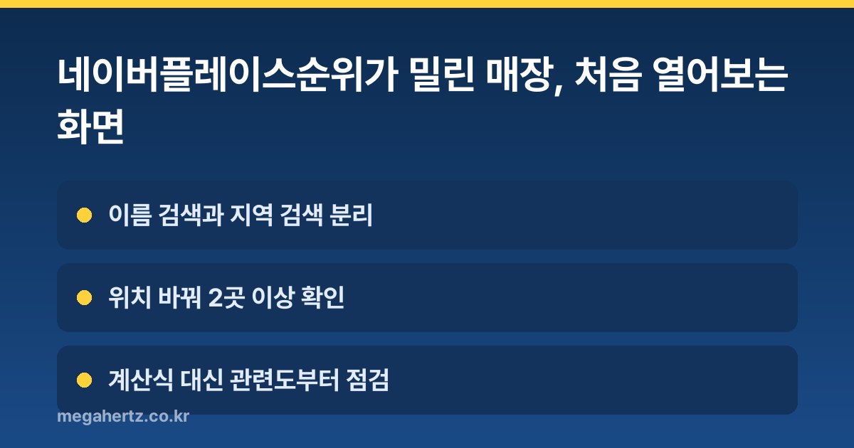네이버플레이스순위가 밀린 매장, 처음 열어보는 화면