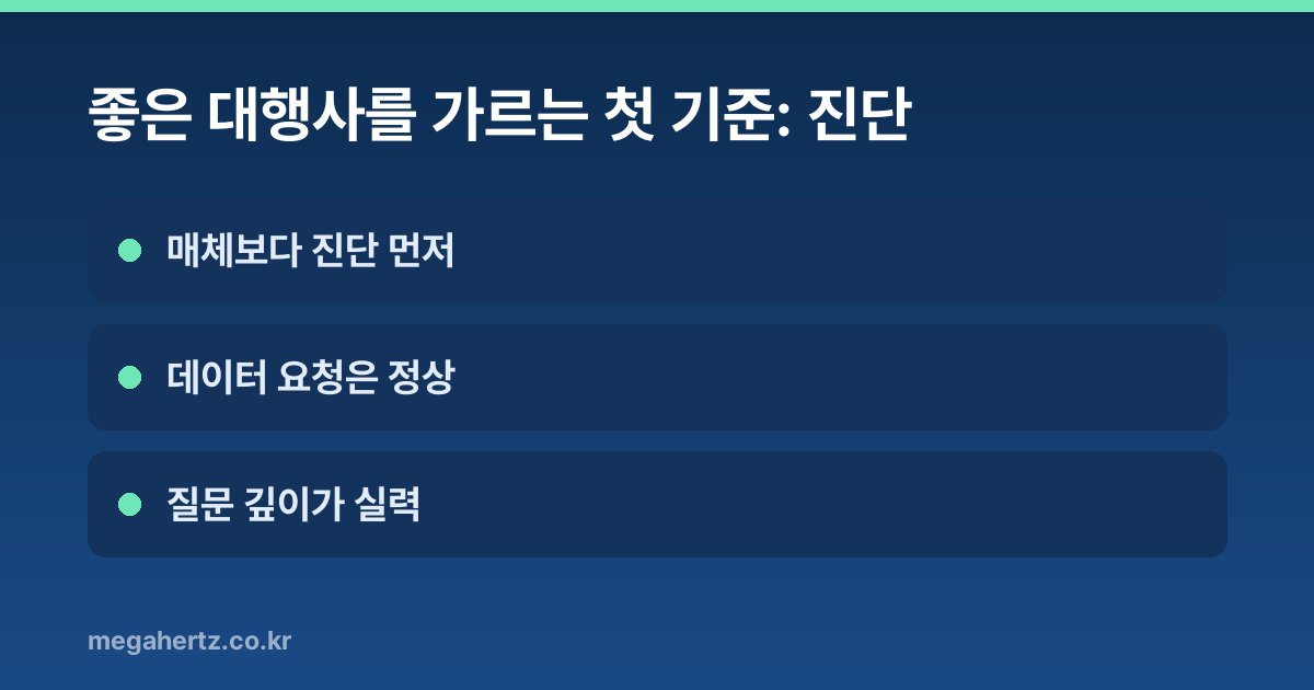 좋은 대행사를 가르는 첫 기준: 진단