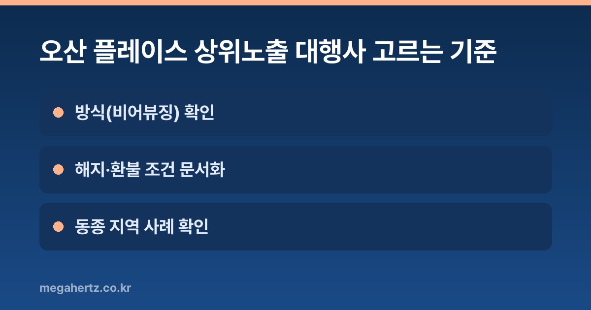 오산 플레이스 상위노출 대행사 고르는 기준