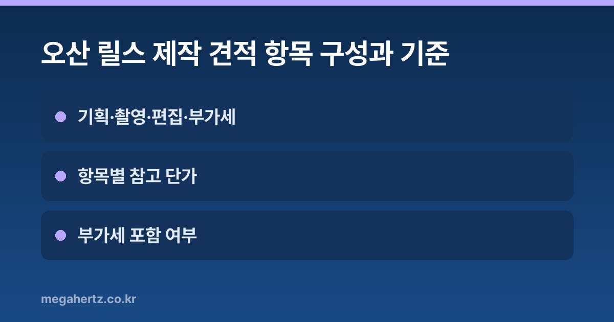 오산 릴스 제작 견적 항목 구성과 기준