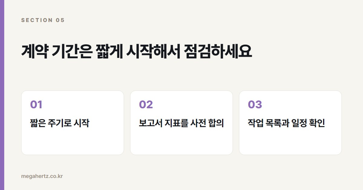 계약 기간은 짧게 시작해서 점검하세요