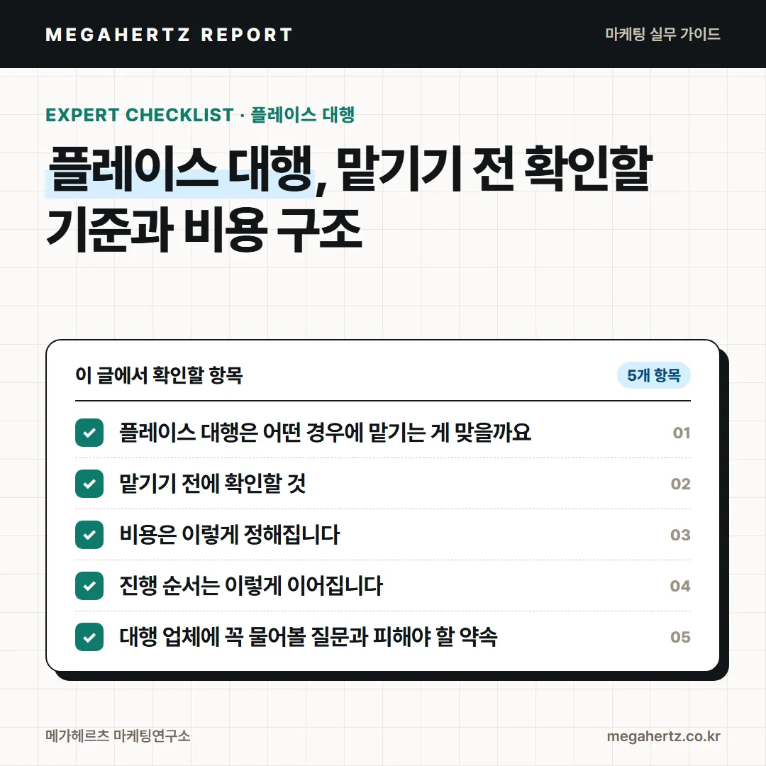 플레이스 대행, 맡기기 전 확인할 기준과 비용 구조