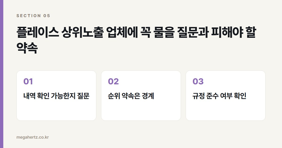 플레이스 상위노출 업체에 꼭 물을 질문과 피해야 할 약속