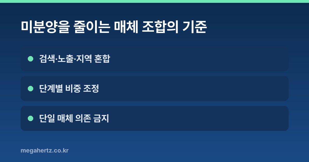 미분양을 줄이는 매체 조합의 기준