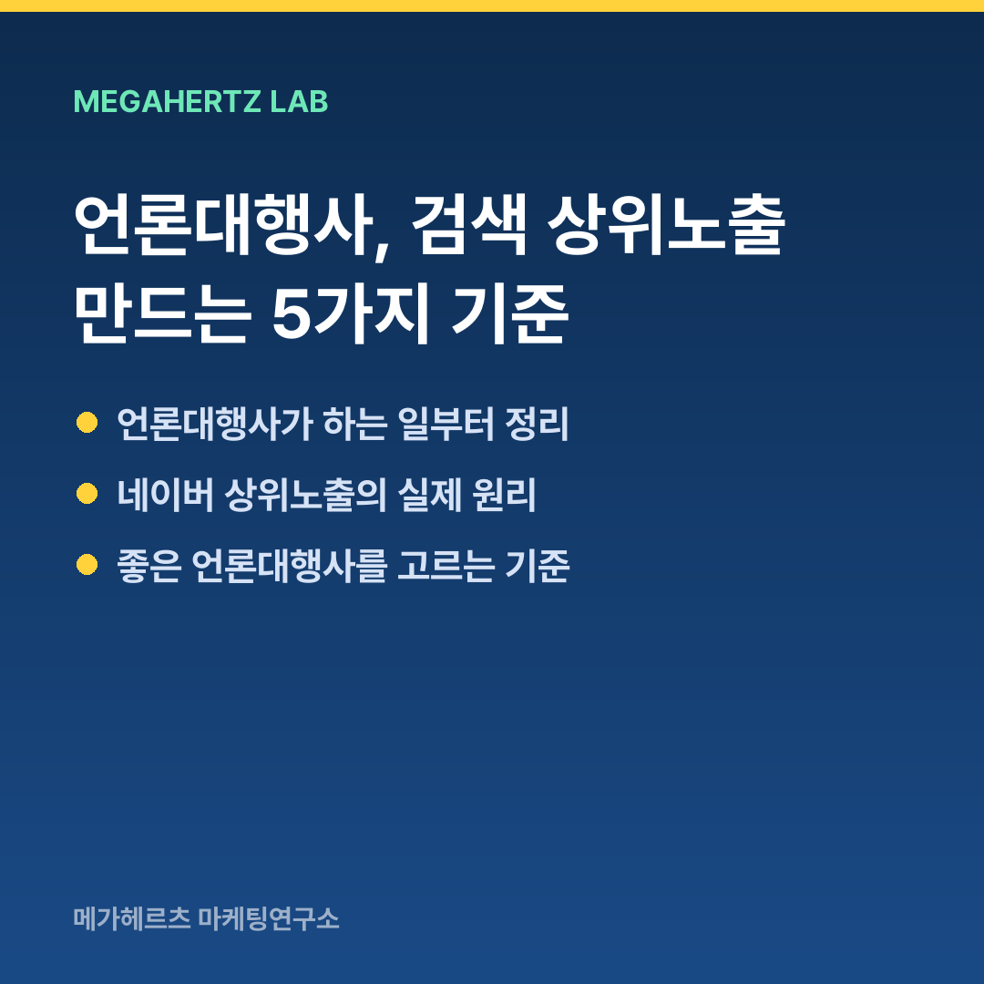 언론대행사, 검색 상위노출 만드는 5가지 기준