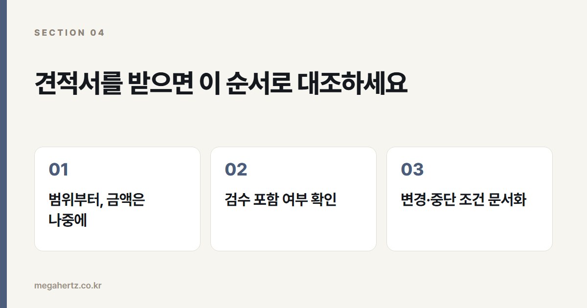 견적서를 받으면 이 순서로 대조하세요