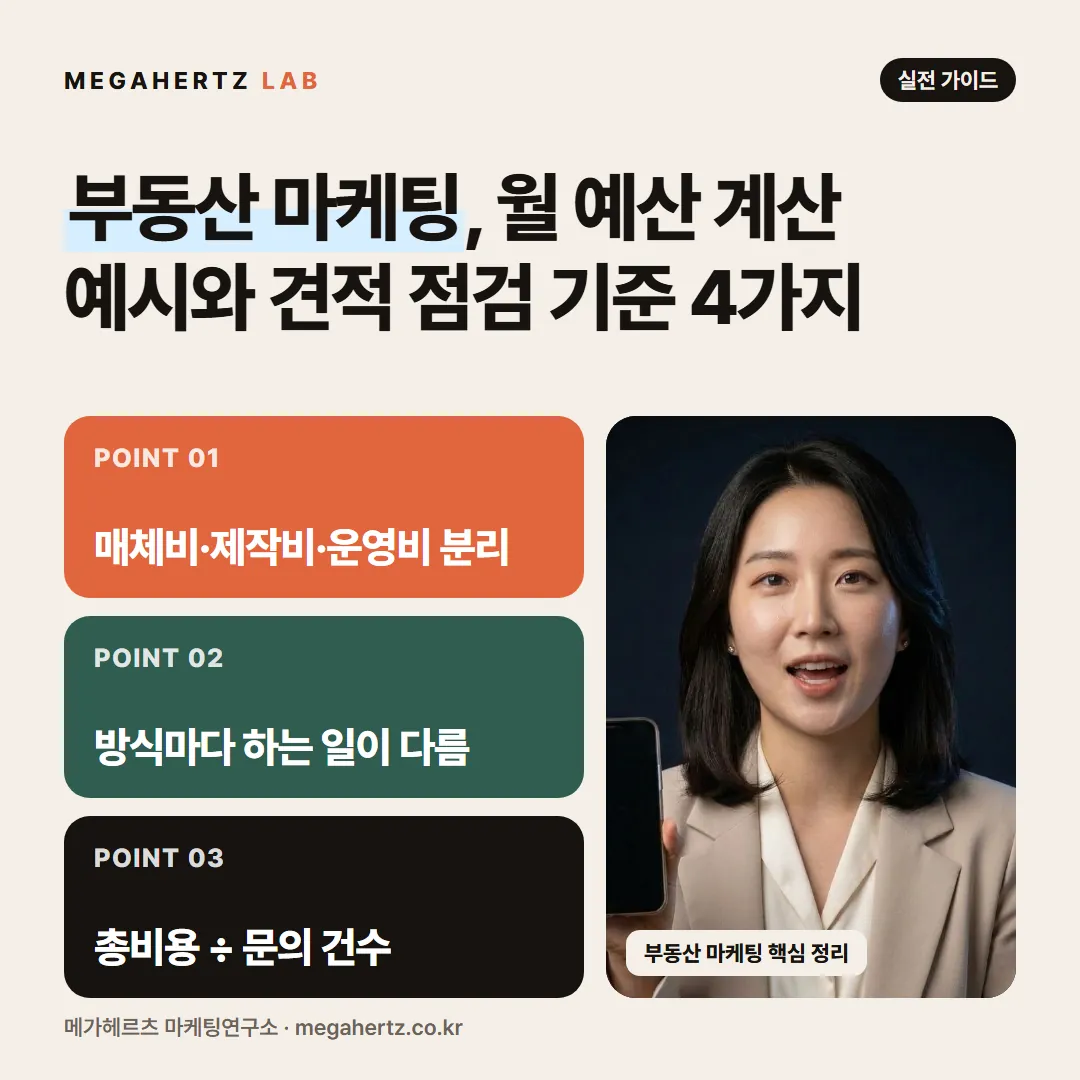 부동산 마케팅, 월 예산 계산 예시와 견적 점검 기준 4가지
