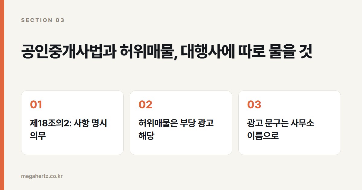 공인중개사법과 허위매물, 대행사에 따로 물을 것