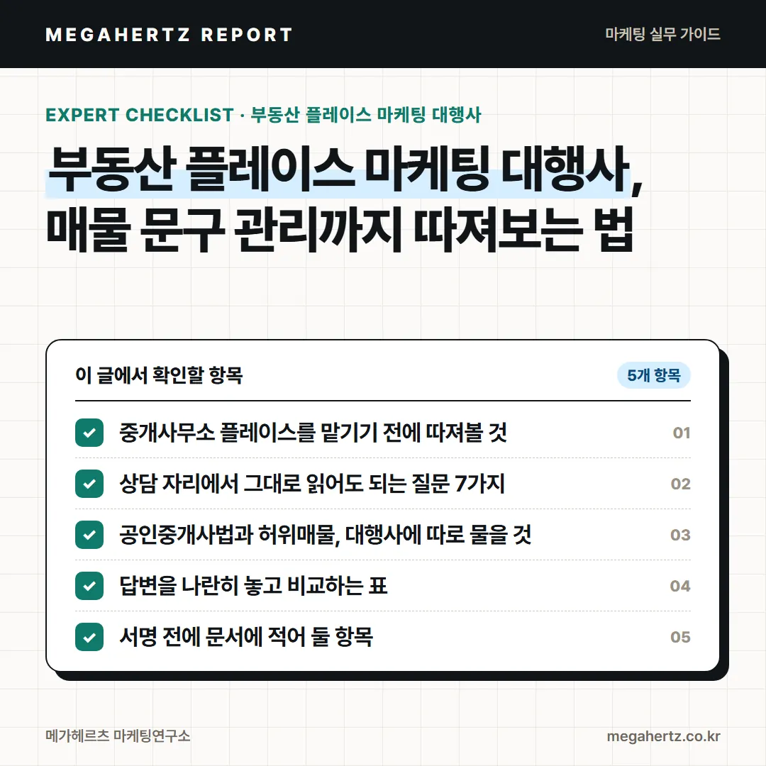 부동산 플레이스 마케팅 대행사, 매물 문구 관리까지 따져보는 법