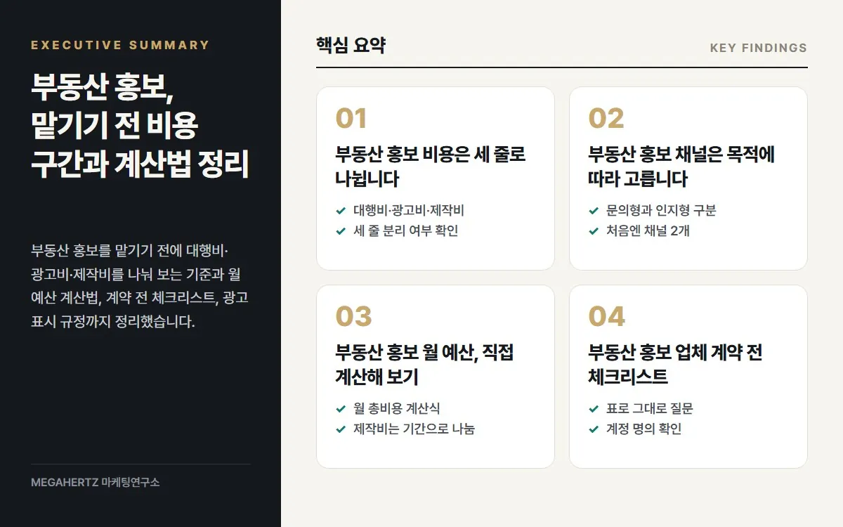 부동산 홍보, 맡기기 전 비용 구간과 계산법 정리 핵심 요약