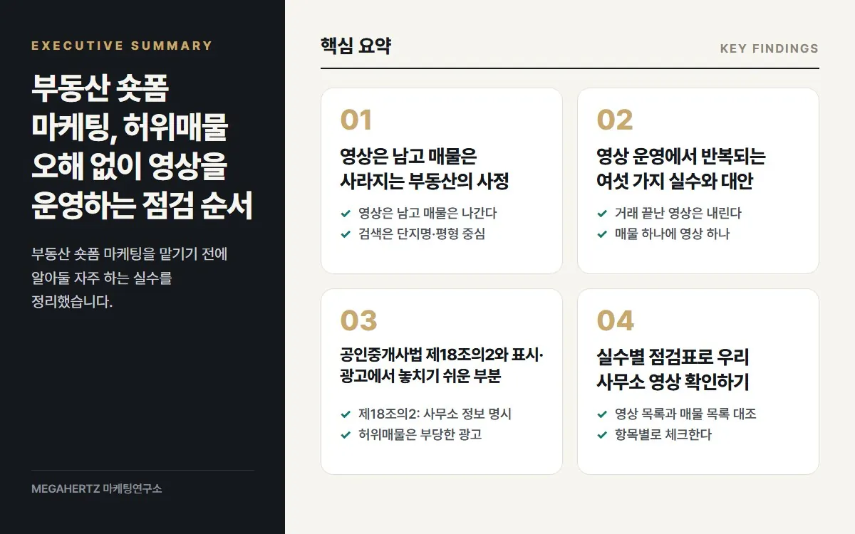 부동산 숏폼 마케팅, 허위매물 오해 없이 영상을 운영하는 점검 순서 핵심 요약