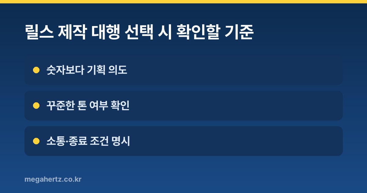 릴스 제작 대행 선택 시 확인할 기준