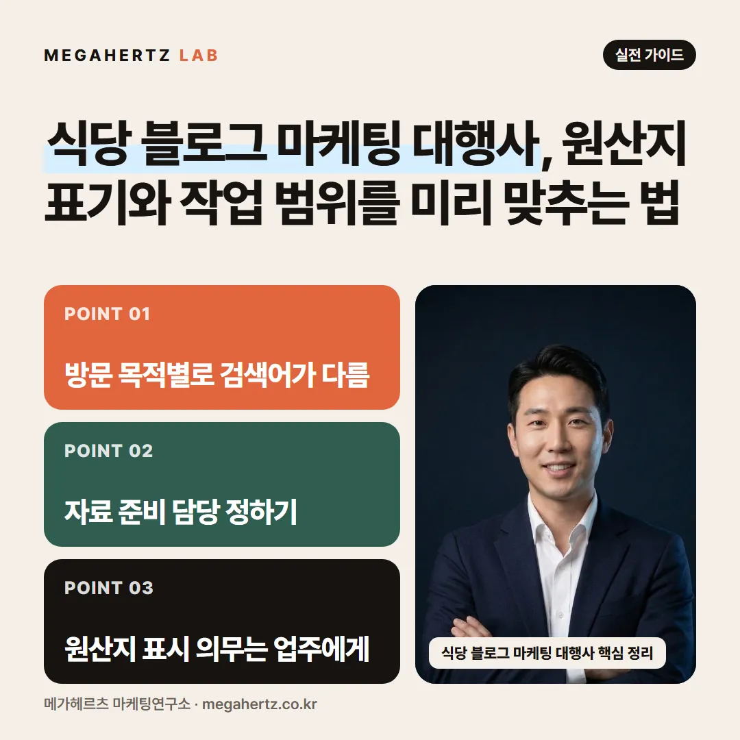 식당 블로그 마케팅 대행사, 원산지 표기와 작업 범위를 미리 맞추는 법