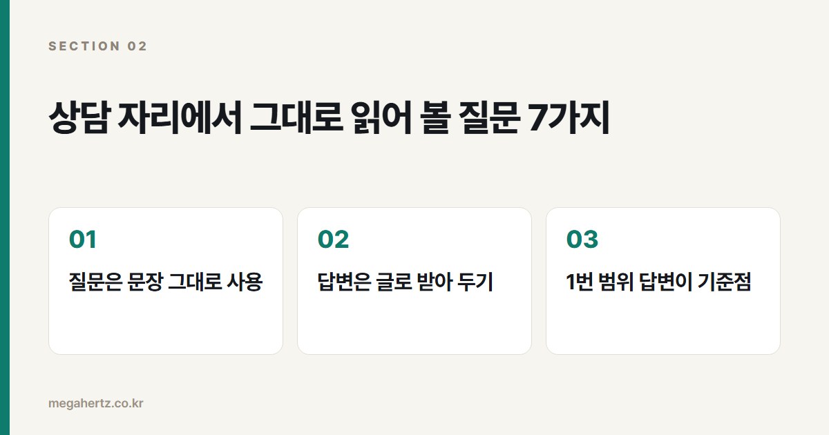 상담 자리에서 그대로 읽어 볼 질문 7가지