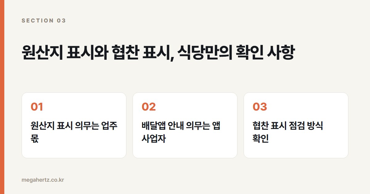 원산지 표시와 협찬 표시, 식당만의 확인 사항
