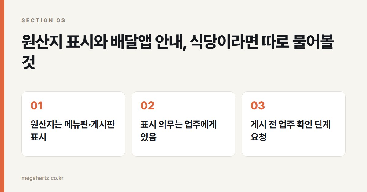 원산지 표시와 배달앱 안내, 식당이라면 따로 물어볼 것