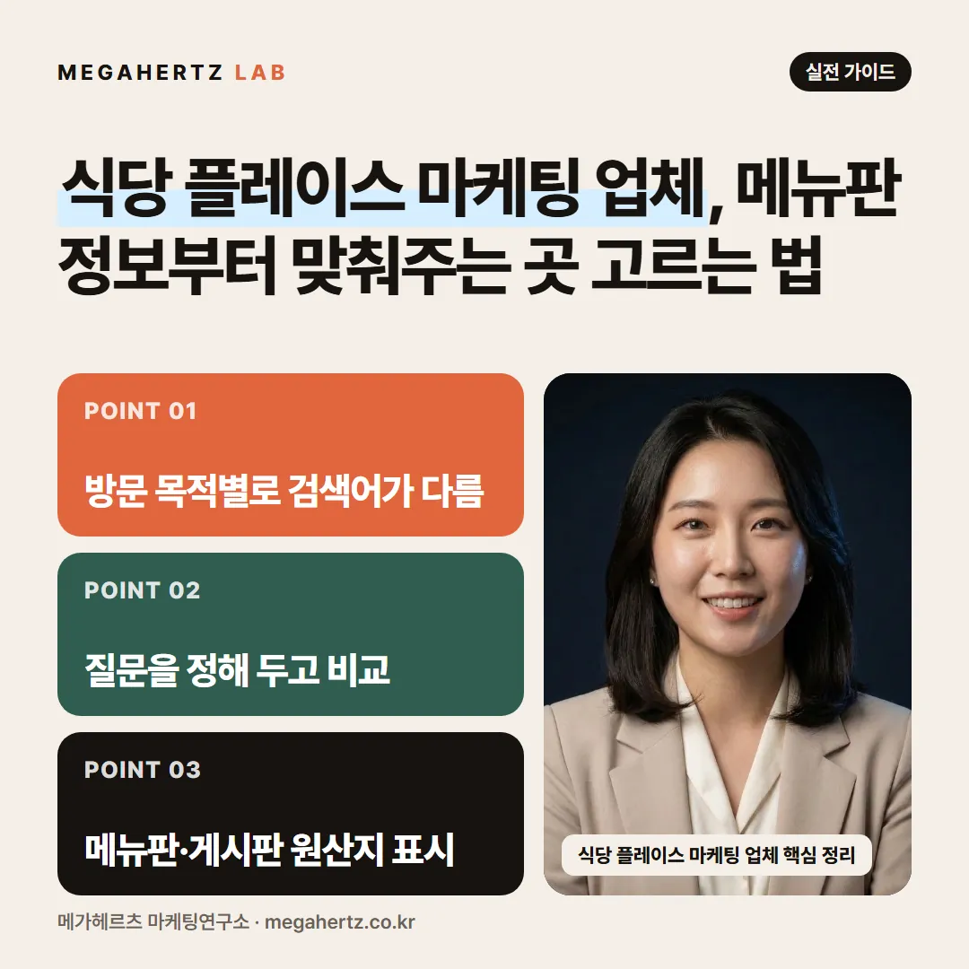 식당 플레이스 마케팅 업체, 메뉴판 정보부터 맞춰주는 곳 고르는 법