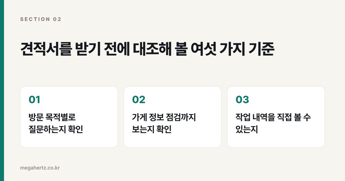 견적서를 받기 전에 대조해 볼 여섯 가지 기준
