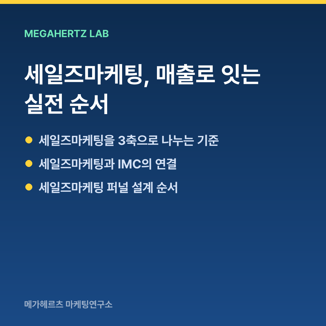 세일즈마케팅, 매출로 잇는 실전 순서