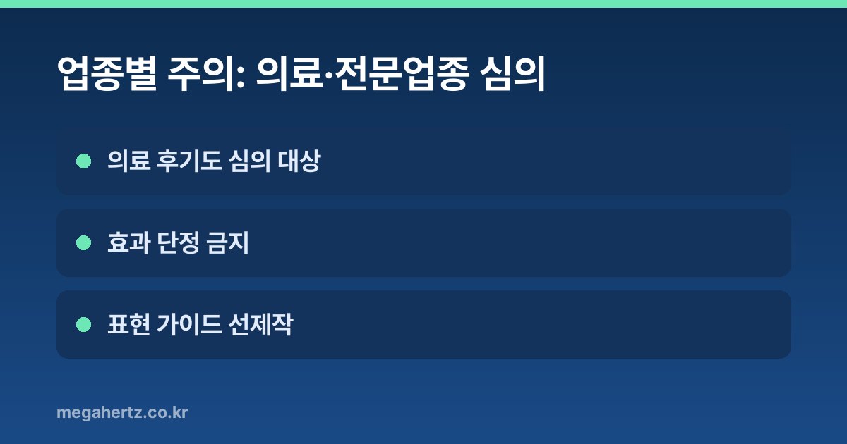 업종별 주의: 의료·전문업종 심의