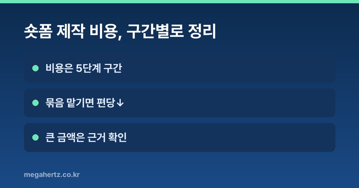 숏폼 제작 비용, 구간별로 정리