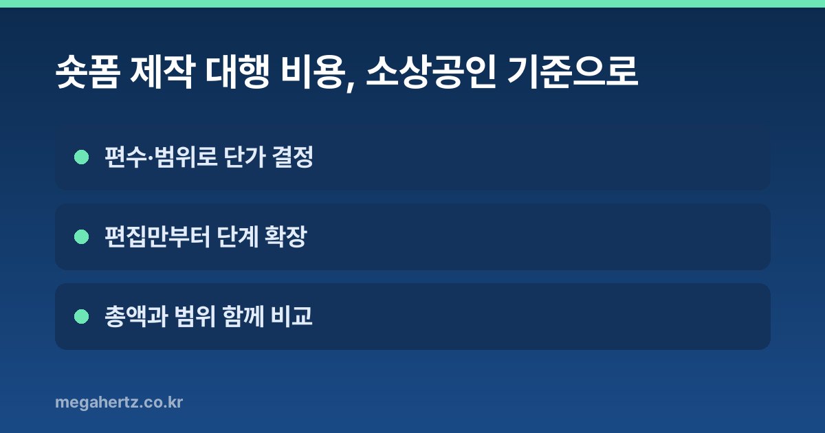 숏폼 제작 대행 비용, 소상공인 기준으로