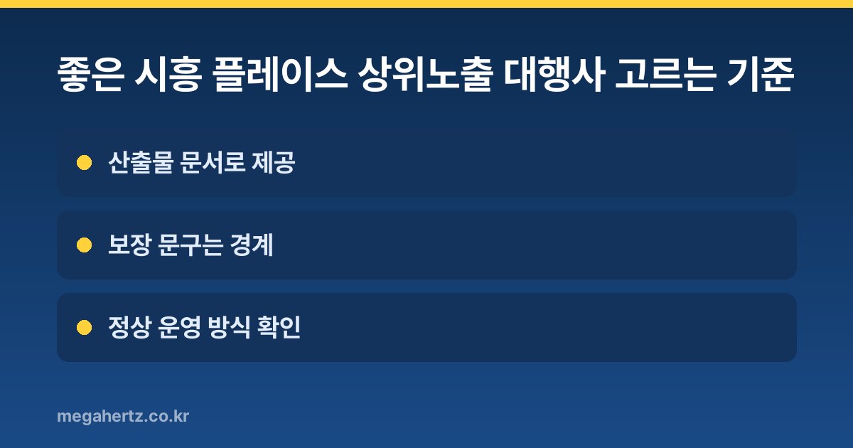 좋은 시흥 플레이스 상위노출 대행사 고르는 기준