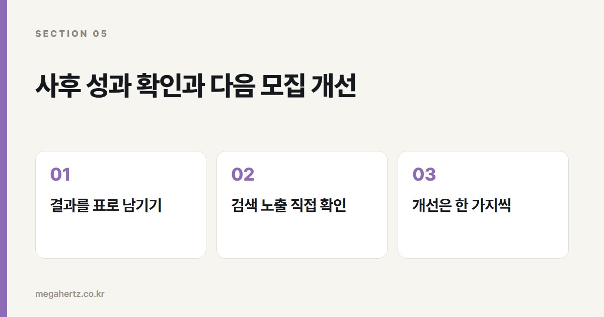 사후 성과 확인과 다음 모집 개선