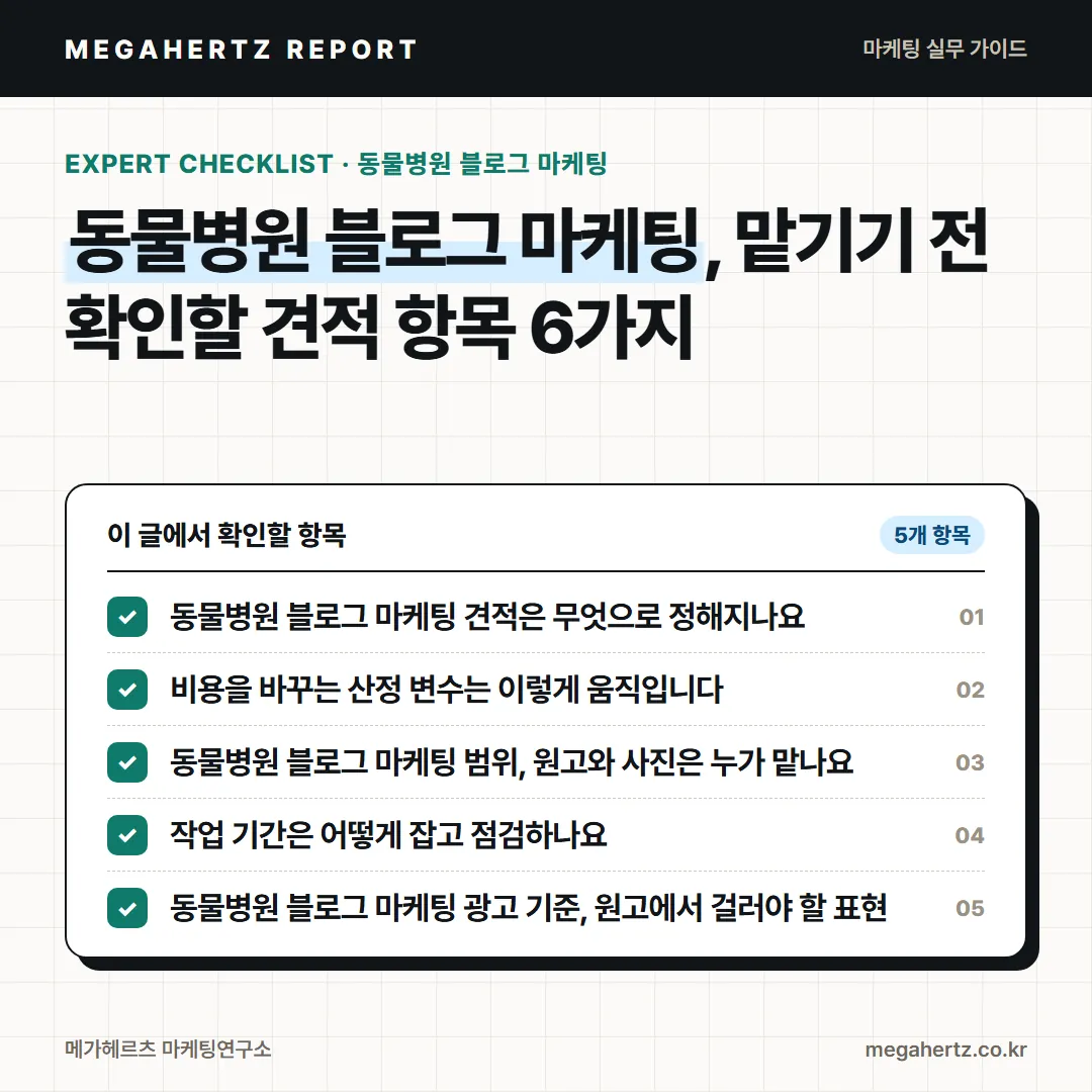 동물병원 블로그 마케팅, 맡기기 전 확인할 견적 항목 6가지