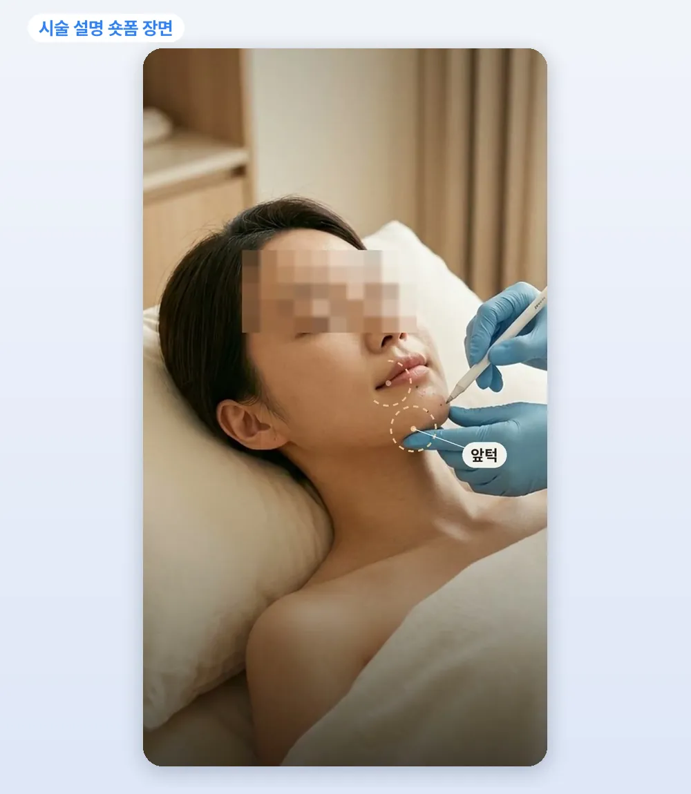 피부과 마케팅 대행 작업 예시: 시술 설명 숏폼 장면